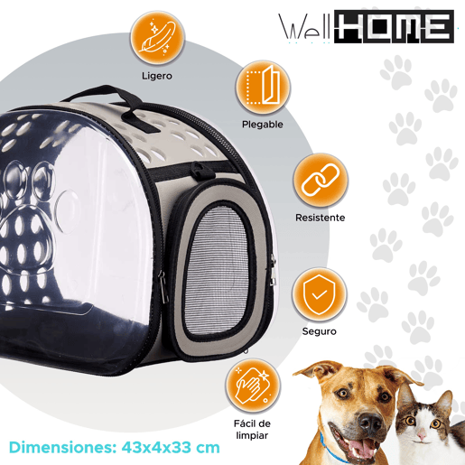 WELL HOME - Grande transportadora dobrável para animais de estimação