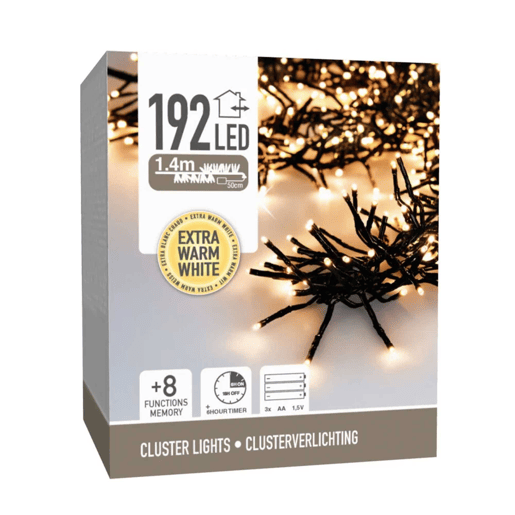 Well Home 182 Luzes de LED Branco Quente com 8 Funções e Temporizador - 1,4 Metros