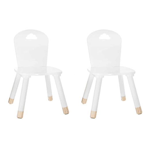 Conjunto de 2 cadeiras de madeira para crianças - Decoração de nuvem
