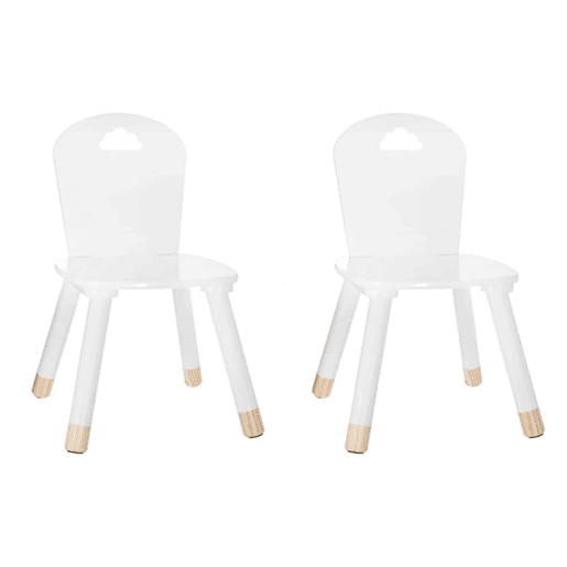 Conjunto de 2 cadeiras de madeira para crianças - Decoração de nuvem
