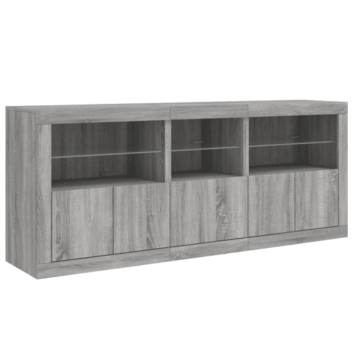 vidaXL Aparador com luzes LED 162x37x67 cm cinzento sonoma