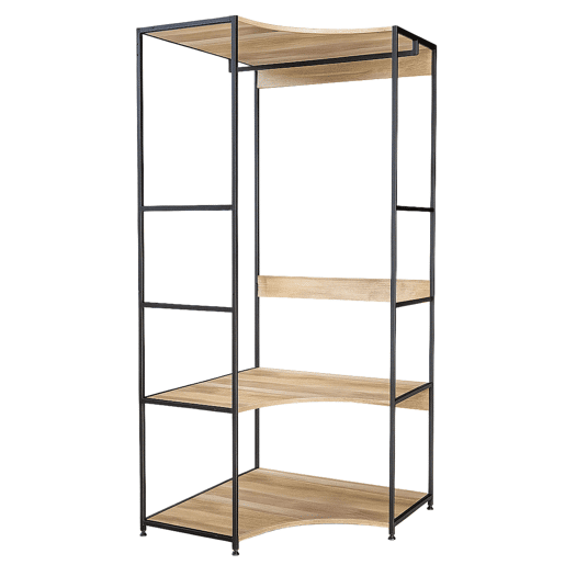 Lofi Closet de canto aberto com 2 prateleiras e bar em carvalho cambriano e preto 80x175x80 cm