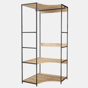 Lofi Closet de canto aberto com 2 prateleiras e bar em carvalho cambriano e preto 80x175x80 cm