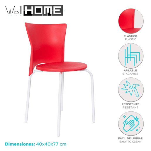 WELL HOME - Cadeira de metal empilhável vermelha 'Luc'