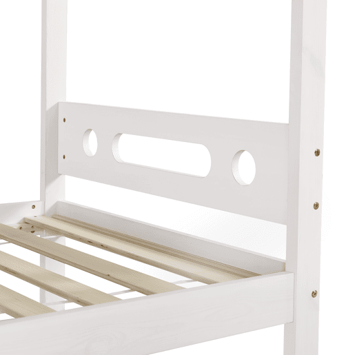 Cama alta infantil 90x200 - Com grade de segurança, prateleira aberta, escada de cinco degraus, amplo espaço de armazenamento - Branco