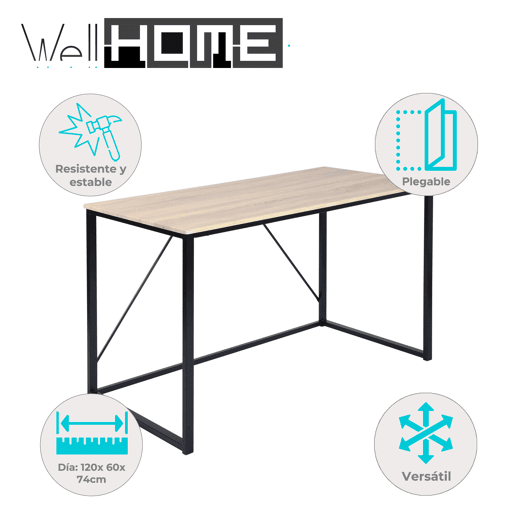 Mesa de carvalho Elmo Well Home em madeira de nogueira