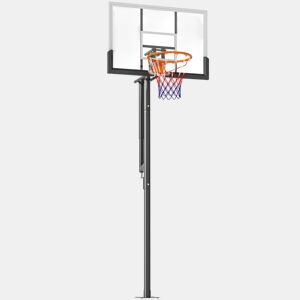 SPORTNOW Cesto de Basquetebol para Exterior no Chão, Altura Ajustável 230-375 cm, Cesto de Basquetebol com Suporte, Manivela, Painel Inquebrável 120 cm, Aro Ø48 cm, para Adolescentes e Adultos