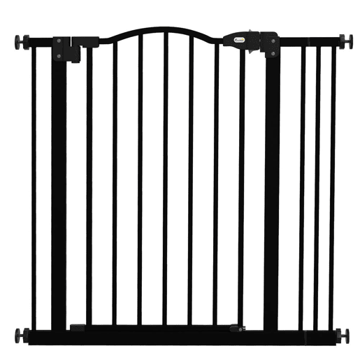PawHut Barreira de Segurança para Cães Barreira com Largura Ajustável 74-80 cm Barreira para Cães com Extensão para Escadas e Portas Preto