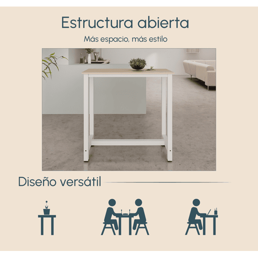 Mesa alta Cozinha Sala de jantar BrancoSonoma 100x40x100 Ani Muebles Bonitos