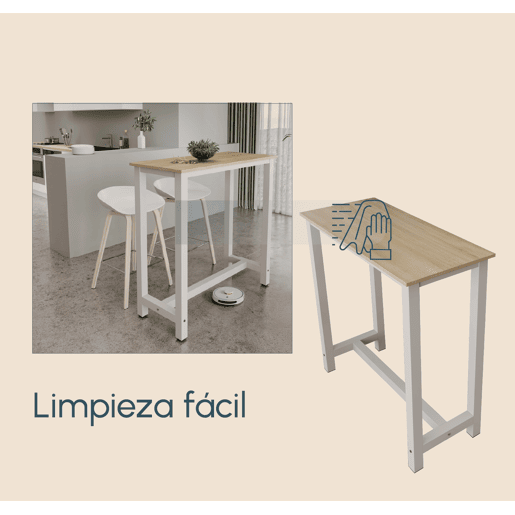 Mesa alta Cozinha Sala de jantar BrancoSonoma 100x40x100 Ani Muebles Bonitos