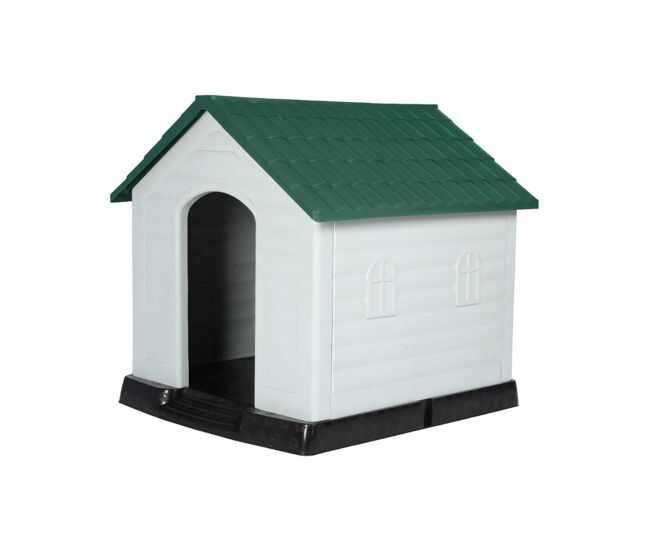 Well home - caseta para mascotas blanca y negra 107x97x111,7cm tejado verde