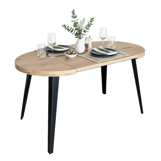 Mesa de jantar extensível redonda Berg, 3 posições, até 6 pessoas, 80120160x80x76 cm Mesa de jantar extensível redonda Berg, 3 posições, até 6 pessoas, 80120160x80x76 cm