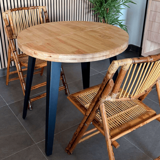 Mesa de jantar extensível redonda Berg, 3 posições, até 6 pessoas, 80120160x80x76 cm Mesa de jantar extensível redonda Berg, 3 posições, até 6 pessoas, 80120160x80x76 cm