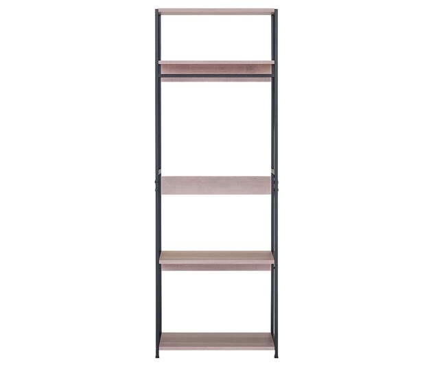 Perchero, armario abierto dormitorio, vestidor lofi 3 estantes barra colgadora roble cambrian y negro 60x175x40 cm
