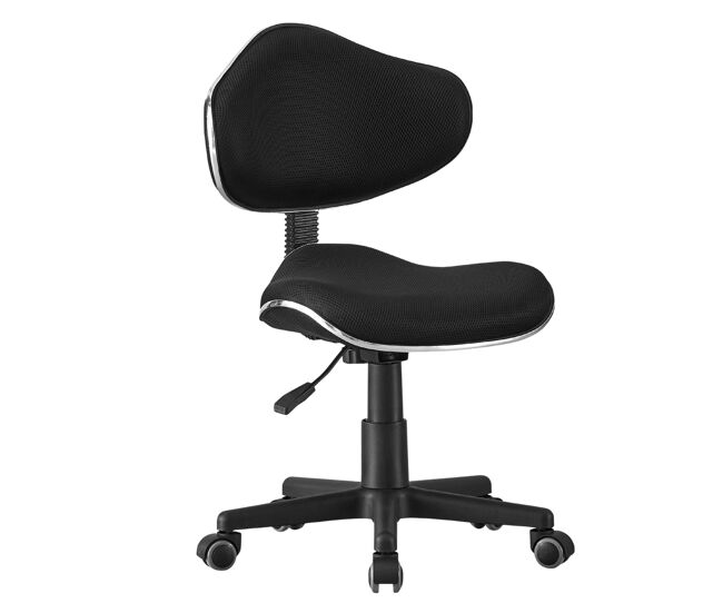 Silla escritorio juvenil kiddy, silla giratoria altura ajustable poliéster negro 48x88-98x46 cm