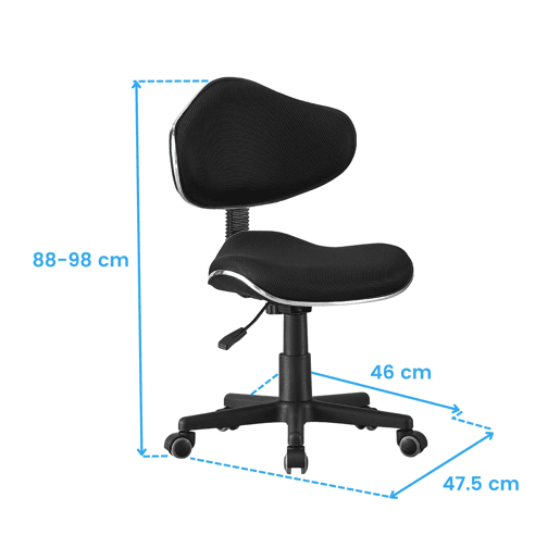 Cadeira de escritório giratória Argonaut preta, altura ajustável, base de poliéster e nylon, diâmetro 30 cm, 58x82x57 cm