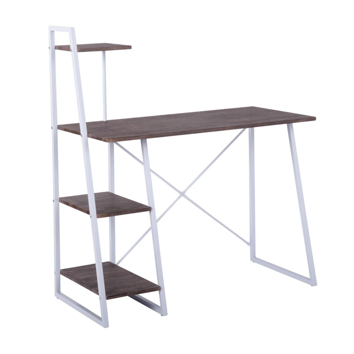 Well home escritorio con estanteria en blanco nogal