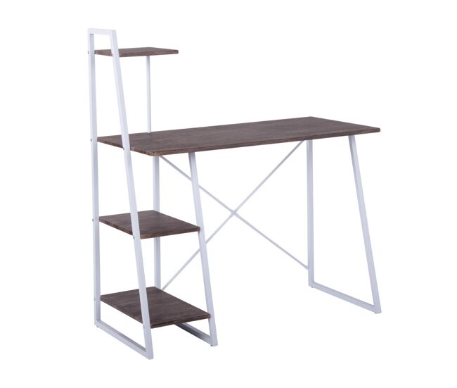 Well home escritorio con estanteria en blanco nogal