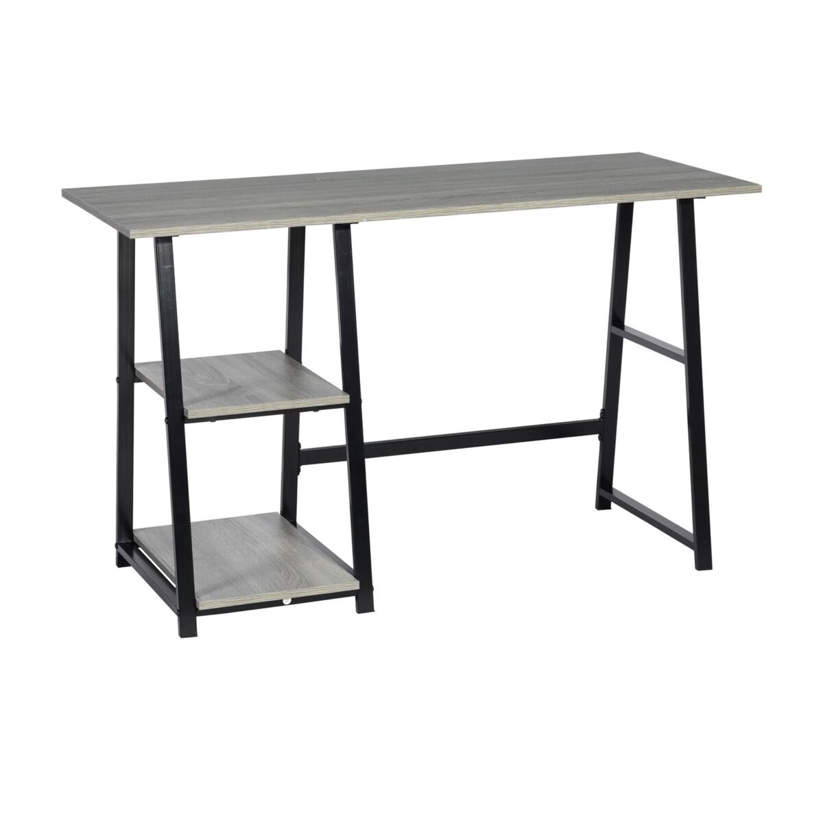Well home escritorio de estructura negra con tapa gris h.74cm