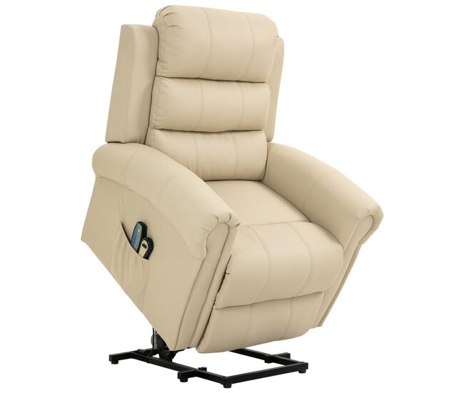 Homcom sillón relax reclinable eléctrico levanta personas, con masaje vibratorio y calor, sillón elevador, con control remoto, reposapiés, tapizado en