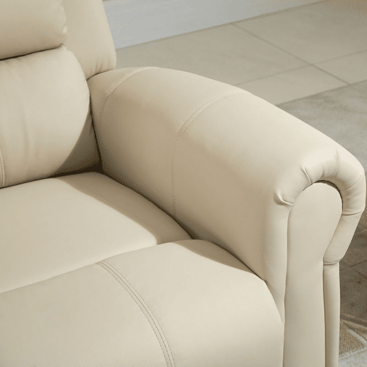 HOMCOM Poltrona Relax Reclinável Elétrica Levanta Pessoas com Massagem Vibratória e Aquecimento Poltrona Elevatória com Controlo Remoto Apoio para Pés Estofada em PU Bolsos Laterais 98x96x105 cm Creme