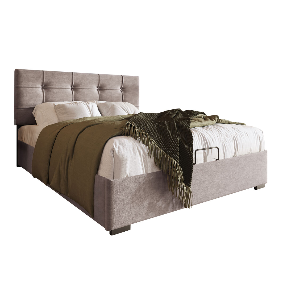 Cama individual 90x200cm - polsterbett con cabecero ajustable, estructura de metal con somier y almacenamiento - gris claro