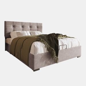 Cama individual 90x200 cm - Polsterbett com cabeceira ajustável, estrutura metálica com estrado e arrumação - Cinza claro