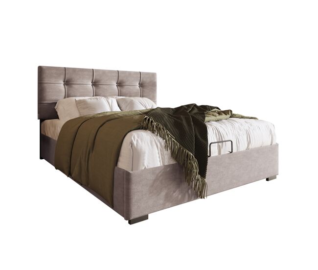Cama individual 90x200cm - polsterbett con cabecero ajustable, estructura de metal con somier y almacenamiento - gris claro