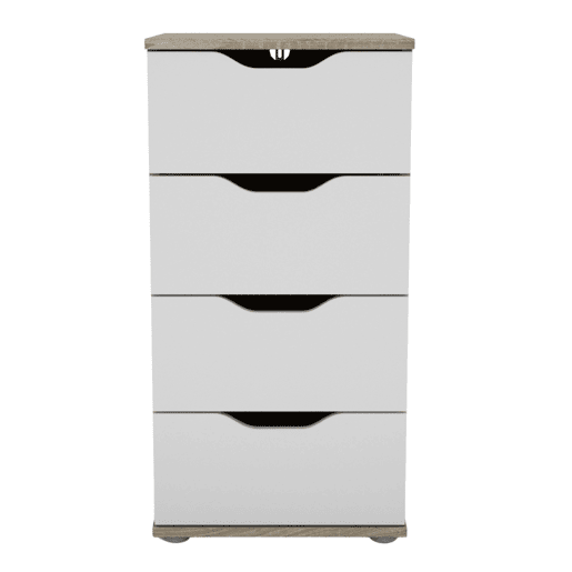 Cômoda, Cômoda de Quarto 4 Gavetas Parc Sonoma Carvalho e Branco Fosco com 40x79x38 cm