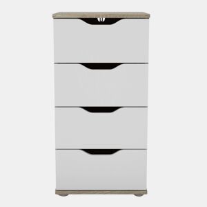 Cômoda, Cômoda de Quarto 4 Gavetas Parc Sonoma Carvalho e Branco Fosco com 40x79x38 cm
