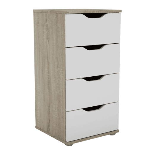 Cômoda, Cômoda de Quarto 4 Gavetas Parc Sonoma Carvalho e Branco Fosco com 40x79x38 cm