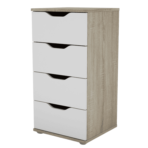 Cômoda, Cômoda de Quarto 4 Gavetas Parc Sonoma Carvalho e Branco Fosco com 40x79x38 cm