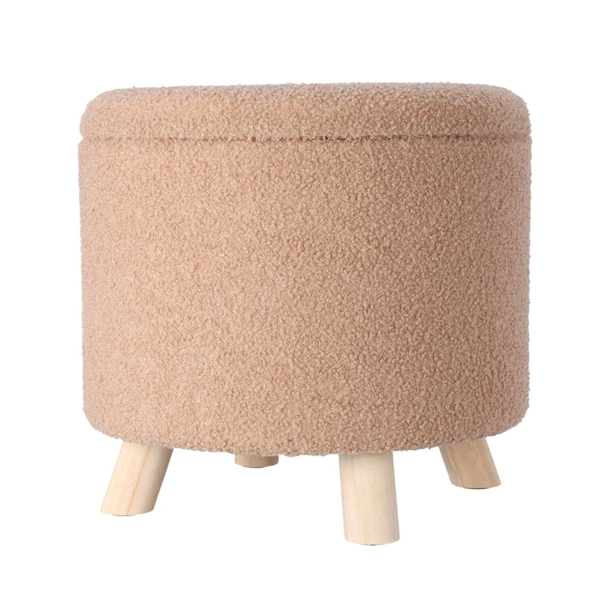 Well home taburete de almacenamiento 100% poliéster ø40x37cm de 18l color beige