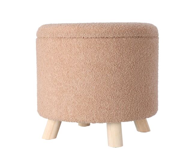 Well home taburete de almacenamiento 100% poliéster ø40x37cm de 18l color beige