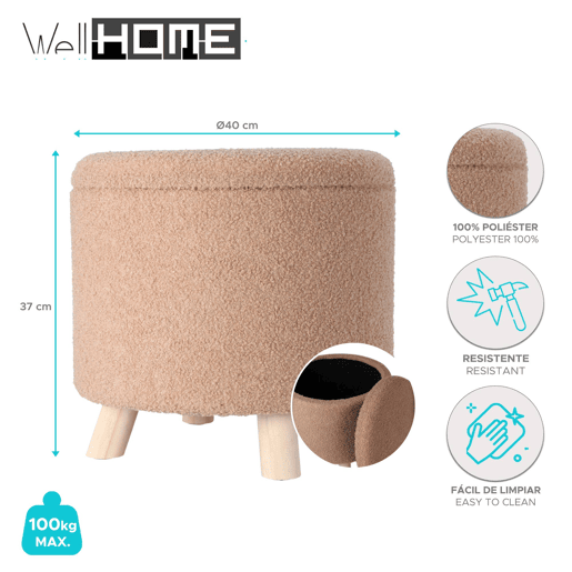 Banco de armazenamento Well Home 100% poliéster