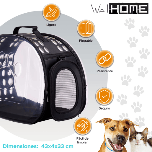 WELL HOME - Grande transportadora dobrável para animais de estimação