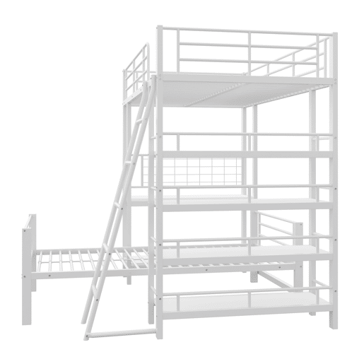 Litera metálica 90*200 - Cama multifuncional com prateleiras - Branca