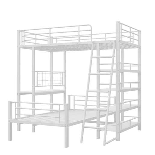 Litera metálica 90*200 - Cama multifuncional com prateleiras - Branca