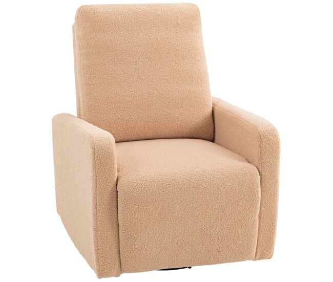 Homcom sillón relax reclinable manual, sillón relax de borreguito con reposabrazos, reposapiés, acolchado grueso, función de balanceo 360°, butaca