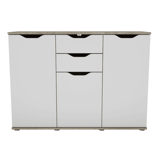 Aparador, Armário de Armazenamento 3 Portas 2 Gavetas Sala de Estar Parc Modern Carvalho Sonoma e Branco Mate 108x79x38 cm