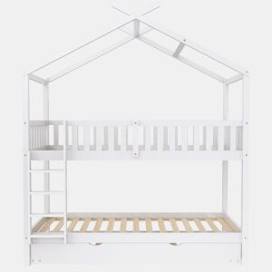 Cama infantil juvenil 90x200 cm - cama tripla extensível com design economizador de espaço - branco