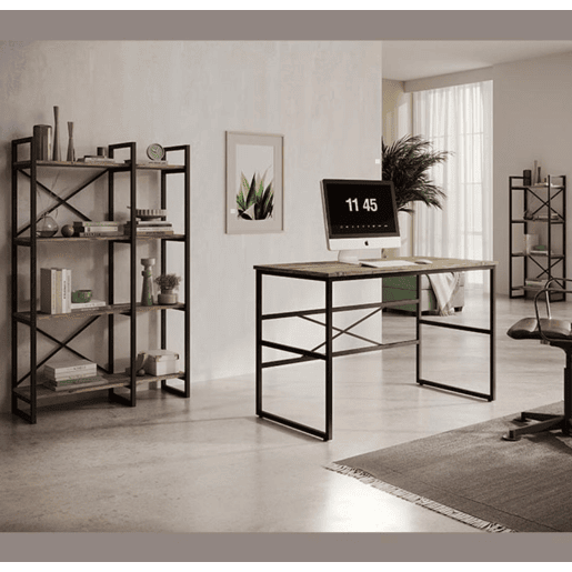 Secretária Quarto Escritório Pinho AtlânticoAço 120x60x75 Factory M Muebles Bonitos