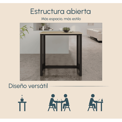 Mesa alta Cozinha Sala de jantar PretoSonoma 100x40x100 Ani Muebles Bonitos
