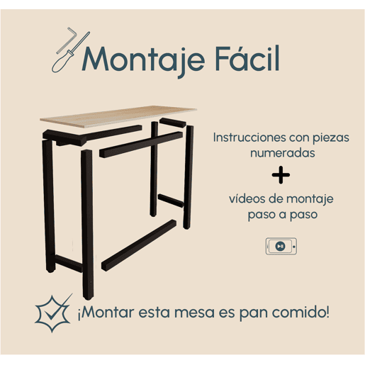 Mesa alta Cozinha Sala de jantar PretoSonoma 100x40x100 Ani Muebles Bonitos
