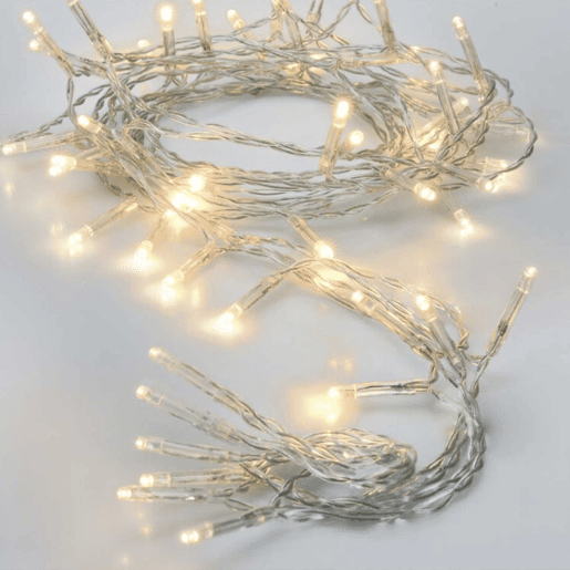 Well Home 80 Luzes de LED Branco Quente com Cabo Transparente