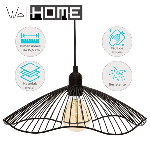 Well Home - Luminária Pendente de Teto, Abajur de Metal