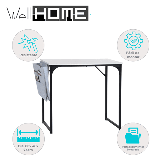 Mesa de escritório Well Home com porta-documentos Mesa de escritório Well Home com porta-documentos