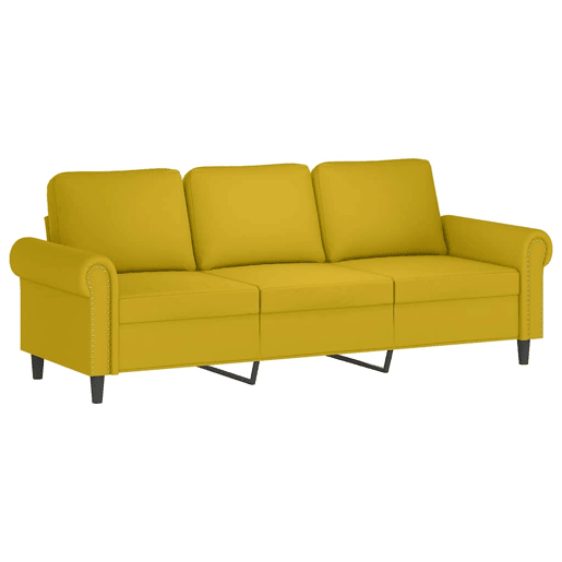 vidaXL 3 pcs conjunto de sofás com almofadões veludo amarelo