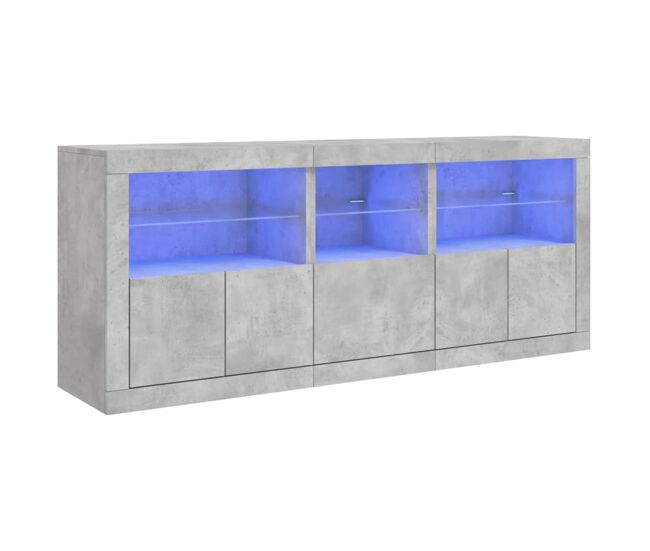 Vidaxl aparador con luces led gris hormigón 162x37x67 cm