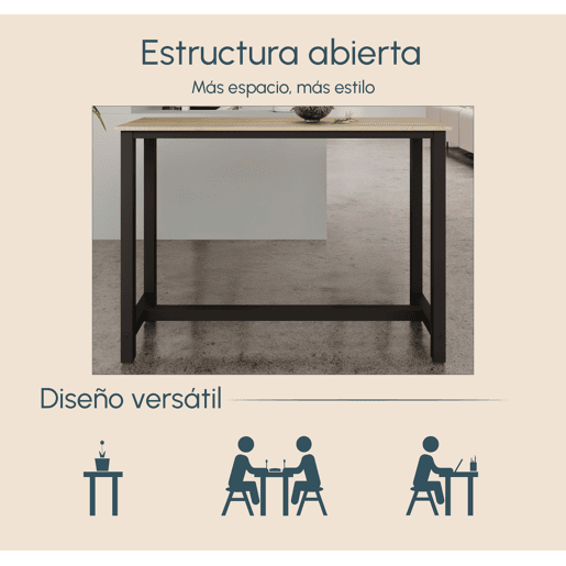 Mesa alta Cozinha Sala de jantar PretoSonoma 140x40x100 Ani Muebles Bonitos